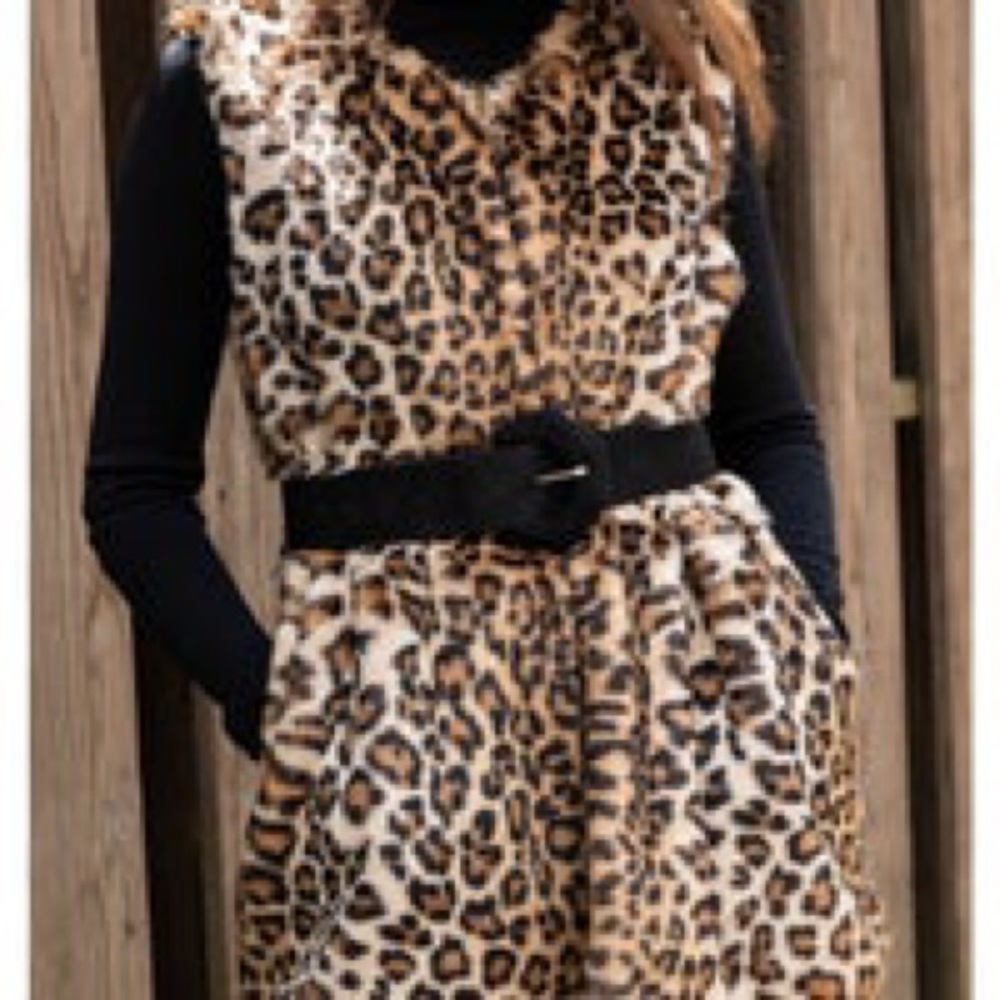 Cheetah Print Long Vest - Picture 2 of 7